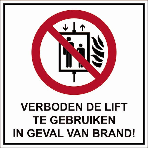 Lift gebruik verboden bij brand